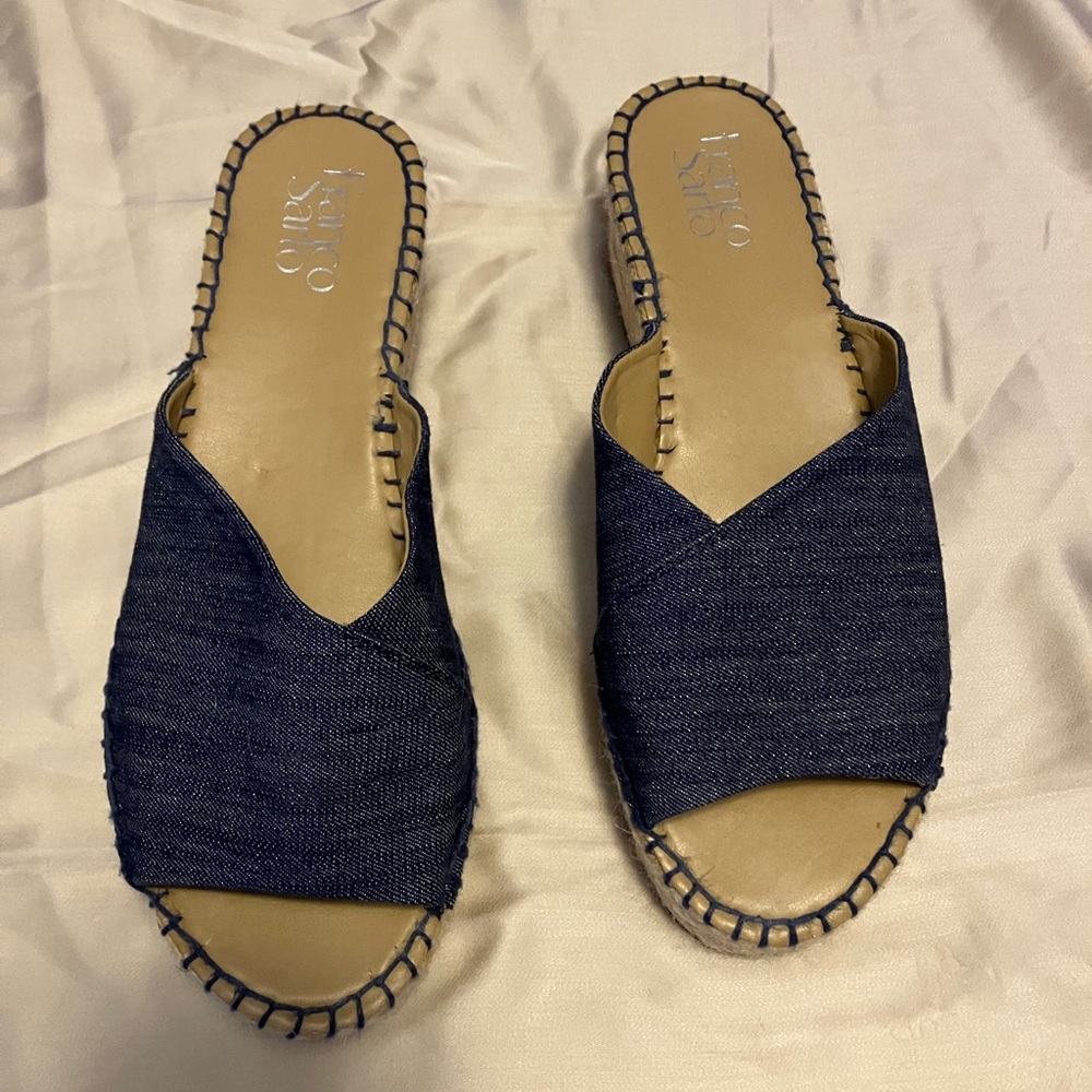 Franco Sarto Navy Denim Slide Sandals